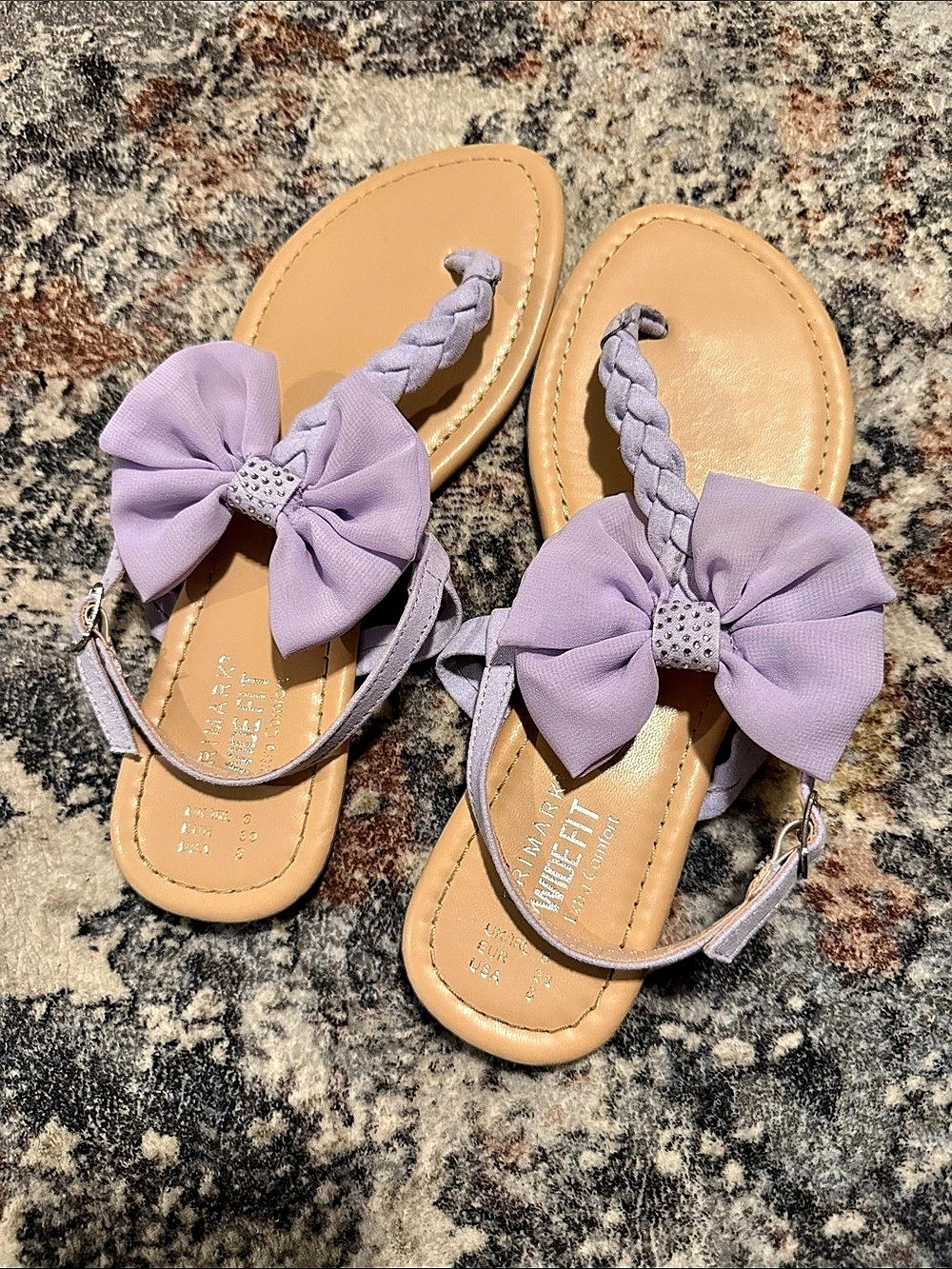 Primark Wide Fit Bow Flat Sandals in Purple US 8
